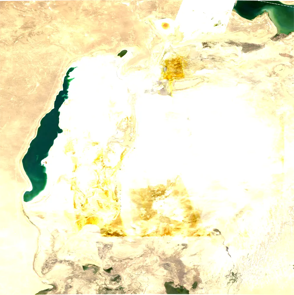 Aral Sea, Central Asia from satellite imagery